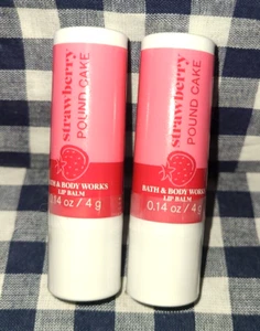 Lot of 2  STRAWBERRY POUND CAKE Lip Balm 0.14 oz SEALED Bath & Body Works $8.95 - Picture 1 of 1