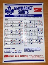 1990-91 NEWMARKET SAINTS AHL HOCKEY MAGNET SCHEDULE SKED COCA-COLA BOTTLING