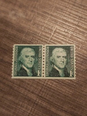 US Stamps, Scott #1299 1c Joint Line Pair of Thomas Jefferson 1968 Unused- #7442 - Image 1 of 4