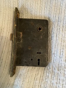 Vintage RHCo. Reading Hardware Co Iron & Brass Mortise Lock ~7" x ~3.6" x ~1.1" - Picture 1 of 3