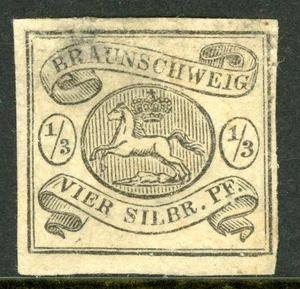 Germany States 1856 Brunswick ⅓ sgr Black Scott #5 Mint W917 - Picture 1 of 6