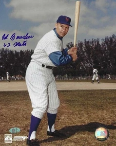 Autographed Ed Bouchee "62 Mets" New York Mets 8x10 photo - COA - Picture 1 of 1