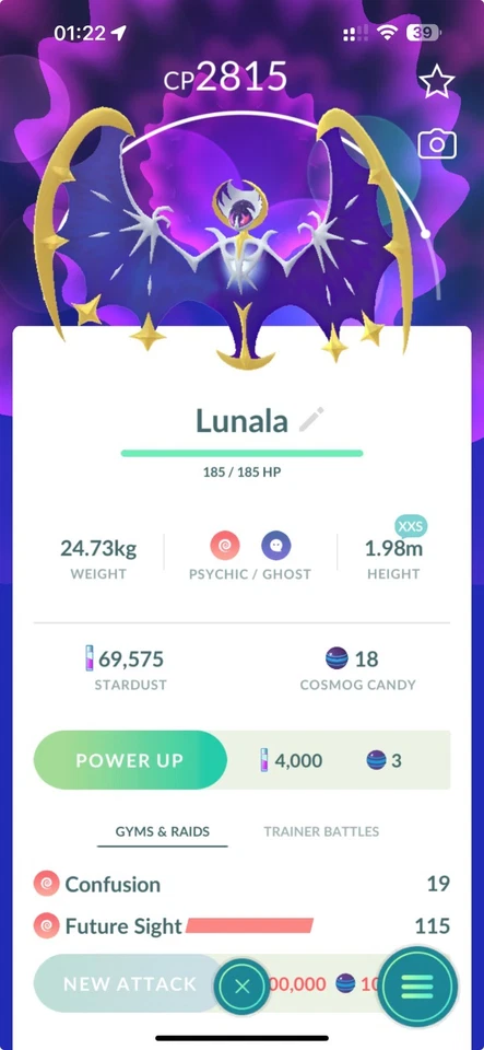 Pokémon Lunala Talla XXS Comercio 0r P T C GO Leer Descripción Foto 1 de 1