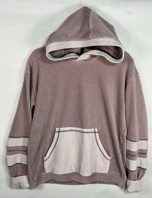 POL 连帽衫,尺寸小号罗纹丝绒长袖粉红色象牙色宽松舒适 — 第 1/4 张图片