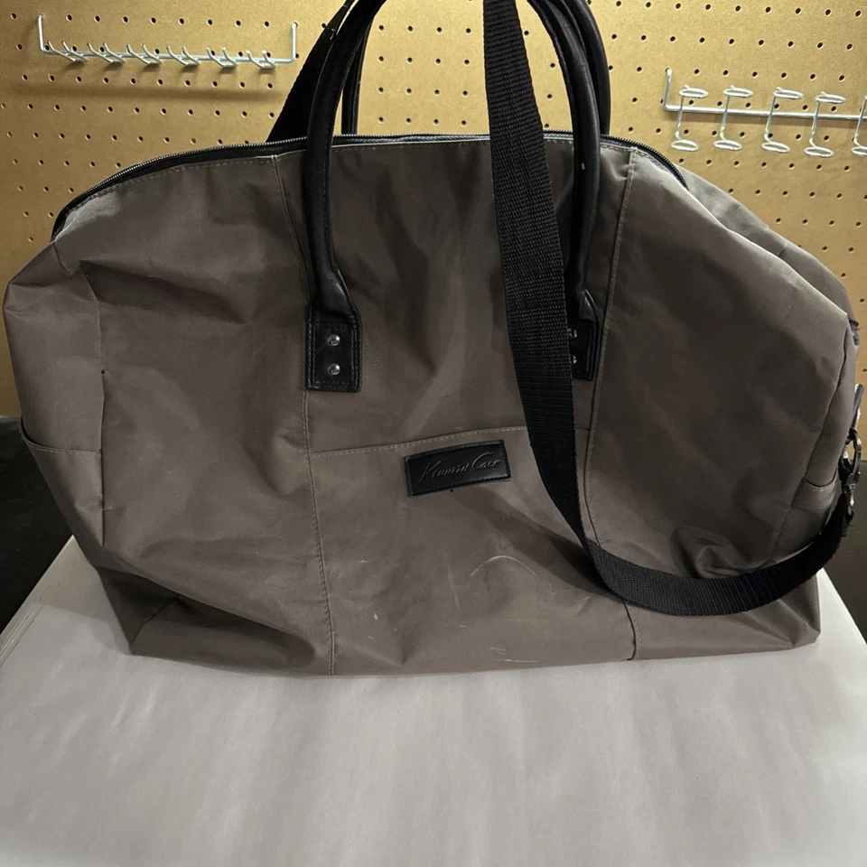 Bolsa de mão Kenneth Cole Duffle marrom/cinza grande fim de semana viagem academia pernoite - Imagem 1 de 4