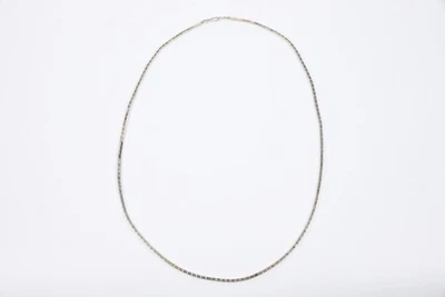 Sterling Silver Wheat Chain Beaded Necklace with Rectangle  Beads - Image 1 of 3