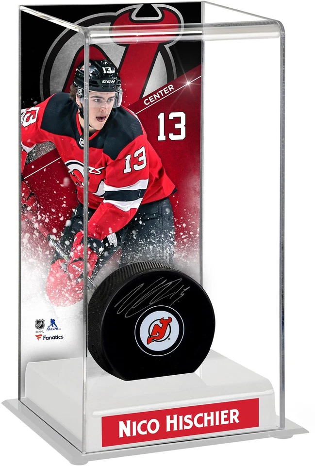 Nico Hischier New Jersey Devils Deluxe Tall Hockey Puck Case - Fanatics - Image 1 of 1