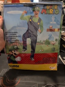 Luigi Deluxe Super Mario Bros Costume Adulto Nintendo Halloween - Medium (38-40) - Foto 1 di 6