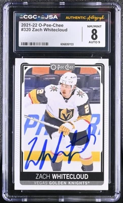 Zach Whitecloud Signed 2021-22 O-Pee-Chee Card #320 OPC CGC 8 JSA 9 Auto - Image 1 of 2