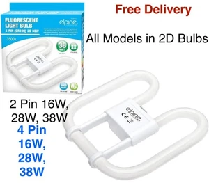 Compact Fluorescent 2D Bulb 16W 28W 38W 2 Pin 4 Pin 3500K White Energy Saving UK - Picture 1 of 18