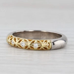 Alishan Diamond Ring 18k Yellow White Gold Size 6.25 Stackable Band Wedding - Picture 1 of 10