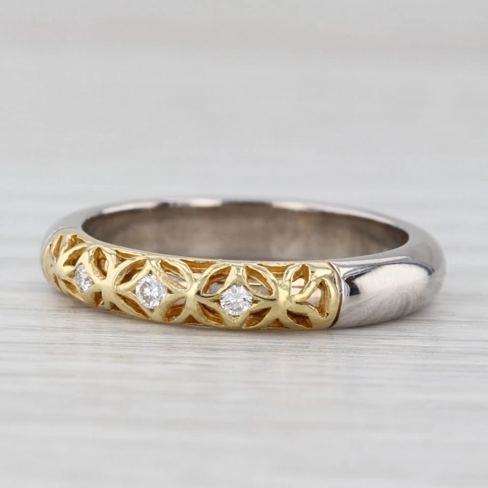 Alishan Diamond Ring 18k Yellow White Gold Size 6.25 Stackable Band Wedding - Image 1 of 4