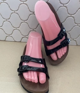 Birkenstock Ibiza Sandalen Damen Größe EU 37 US 6 Schwarz Lack Slipper Pantoletten - Bild 1 von 10