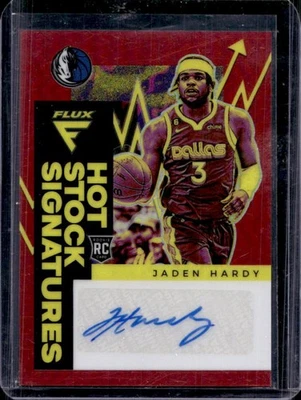 2022-23 Panini Flux Jaden Hardy Hot Stock Signatures RC Red Rookie Auto #19/49 - Image 1 of 2