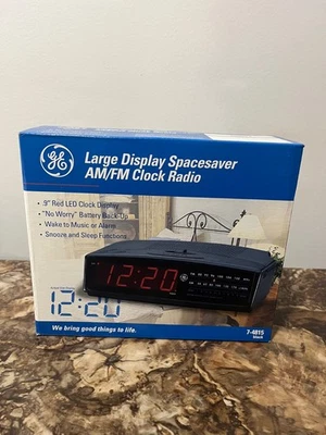 Vintage NEW IN BOX GE Alarm Clock Radio AM/FM Model 7-4815 SpaceSaver - Image 1 of 4