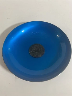 Reed & Barton 193 占星术 狮子 硬币 蓝色 搪瓷 银板 生肖碗 6 英寸 — 第 1/4 张图片