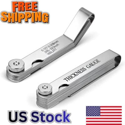 Feeler Gauge Set 2pcs Stainless Steel 32 Straight 16 Offset Blades SAE Metric - Image 1 of 4