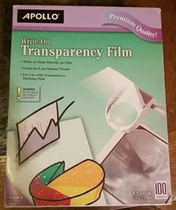 Apollo Beschreib-Transparenzfolie Blätter 100 - 8 1/2 x 11 in Blatt VWO100C-B Neu im Karton - Bild 1 von 5