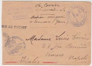 France WW1 Military Correspondence Slogan Stamps Cover to italie Ref 31084