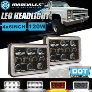 2x 4x6" LED Headlight Hi-Lo Beam DRL Turn Signal for Chevrolet K10 K20 K30 81-86 - Foto 1 di 12