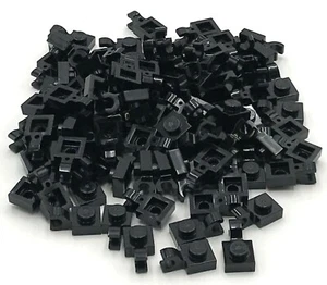 Lego 100 New Black Plates Modified 1 x 1 with Open O Clip Horizontal Pieces - Picture 1 of 1