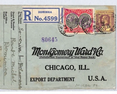 Cubierta DOMINICA/LEEWARD ISLANDS COMERCIAL KGV *FRANQUEO MIXTO* Reg'd 1927 YD201 Foto 1 de 4