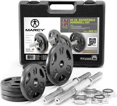 Marcy Adjustable Cast Iron Dumbbell Set with Case, Plates, Handles and Collars A - Image 1 of 4