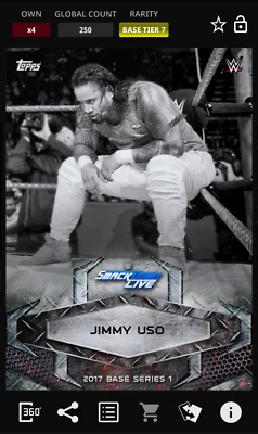 Topps WWE Slam 2017 Jimmy Uso Steel Base Tier 7 Digital 250cc - Image 1 of 2