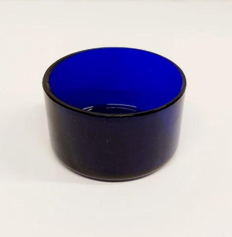 Vintage Bristol Blue Glass Liner Salt / Mustard Pot. Cobalt Blue. (Replacement) Cover