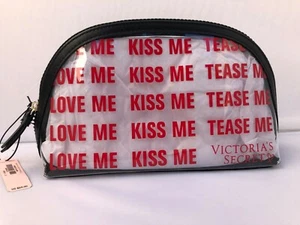Victoria's Secret Love Me Kiss Me Tease Me Clear Travel Beauty Bag New Value $24 - Picture 1 of 3