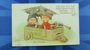 Vintage Vera Paterson Comic Postkarte 1929 Seifenkiste Go Cart Regenschirm Motiv  - Bild 1 von 2