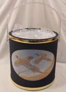Faisán vintage Gamuza falsa Lucite Mango de plástico Cubitera Azul NUEVO NIB - Imagen 1 de 7