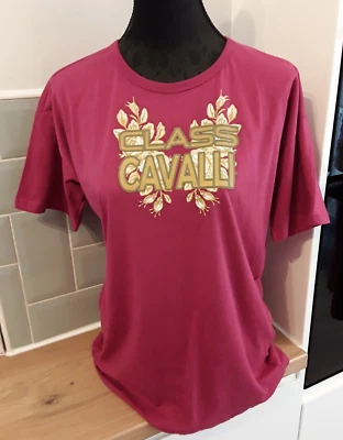 Cavalli Class Women Oversize Cotton Tee T Shirt Short Sleeve Brick Red Size M - Image 1 of 4