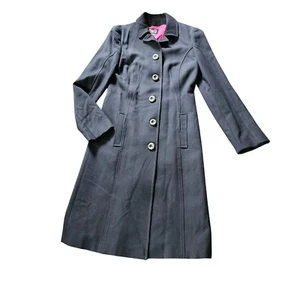 Vintage Dolce & Gabbana Women's Black Wool Pea Coat Trench Lined Hot Pink 42 / 4 - Picture 1 of 16