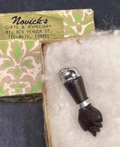 Vtg Carved Wood Figa Hand Mano Fist Good Luck Charm Pendant Talisman 1 1/8"T - Picture 1 of 12