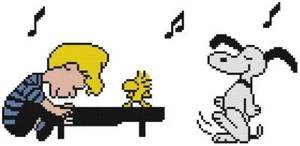 CROSS STITCH+ CRAFT PATTERN Schroeder Snoopy Woodstock Dance Piano Music Song - Picture 1 of 14