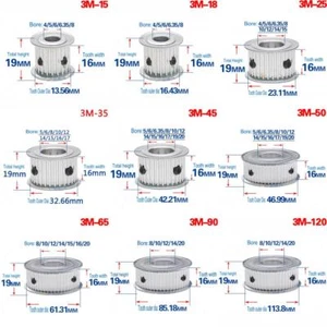 Polea 3M 12T-120T paso 3 mm ancho de diente 16 mm correa de distribución engranaje de rueda síncrono - Imagen 1 de 30