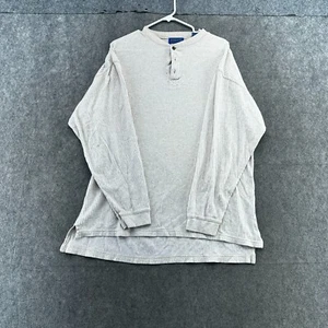 VTG Pendelton Sweater Mens M Beige Ribbed Henley Cotton  Sweatshirt USA 90s - Picture 1 of 8