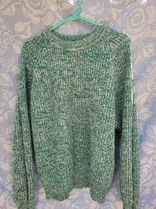 Vintage L 90s Van Heusen Mens Knit Sweater Green Retro Skater Punk Stylish Prep - Picture 1 of 4