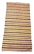Handmade Vintage Wool Rug Afghan Kilim Design Beige/ Multicolor 2'10 x 5'8