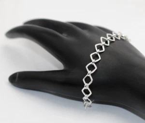 925 Sterling silver handmade women's silver 7" bracelet Spring ring Lock - Picture 1 of 7