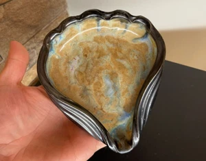 Vintage Handmade Pottery Bowl Ceramic shell Art 1960s NSGB VA12Y13 Signed Rare⭐ - Picture 1 of 12