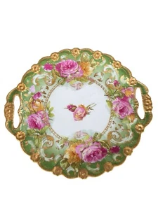 Antique French Limoges Pink Yellow Rose Tray - Picture 1 of 3