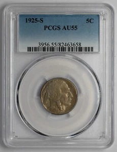 1925 S Buffalo Nickel PCGS AU55 - Picture 1 of 5