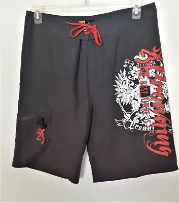 Browning 100% Poliéster Gris Sólido Gráfico Board Shorts 38 Foto 1 de 4