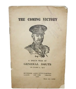 The Coming Victory / A Speech Made By General Smuts 1917 WWl Booklet Pamphlet - Bild 1 von 4