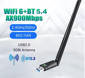 AX900 High Power USB Wireless WiFi Adapter 5dBi Antenna Dual Band 802.11 Wi-Fi 6 - Picture 1 of 8