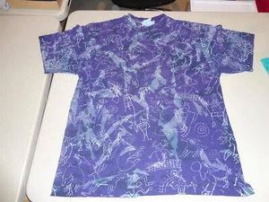 T-shirt vintage anni 90 singolo punto colori locali arte abiti tribali stampa all over AOP L - Foto 1 di 7
