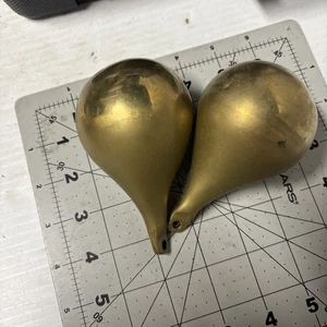 Vtg PAIR Dutch Zaandam Zaanse Brass Pear Shape Clock Weights 2 lb 11 oz. each - Picture 1 of 6