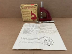 Vintage INDESTRO MFG CORP Brake Lining & General Riveting Set 5pcs w/ Box #824 - Picture 1 of 12